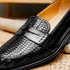 Zelli Nicola Handwoven Italian Calfskin Penny Loafers in Black