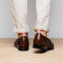 Zelli Nicola Woven Italian Calfskin Penny Loafers in Dark Brown