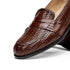 Zelli Nicola Woven Italian Calfskin Penny Loafers in Dark Brown
