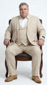 Men’s Khaki Sharkskin Wedding Suit with One Button Jacket, Double Breasted Vest and Pants