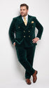 Men’s Rossi Man Zeus Emerald Green Velvet Double Breasted Tuxedo Suit, Formal Wedding Prom Dinner Suit