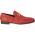 Bravo Mens Modern Glitter Sequin Prom Tuxedo Buckle Loafer in Red - Men's Dress Shoes