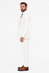 Men's Off White Statement Ticket Pocket Peak Lapel Wool Double Breasted Vest Suit with Gold Buttons – Modern Fit