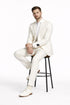 Tiglio Italian Suit - Real Wool Fabric Super 150's Novello Off-White, Modern Fit Suit in Color Off-White
