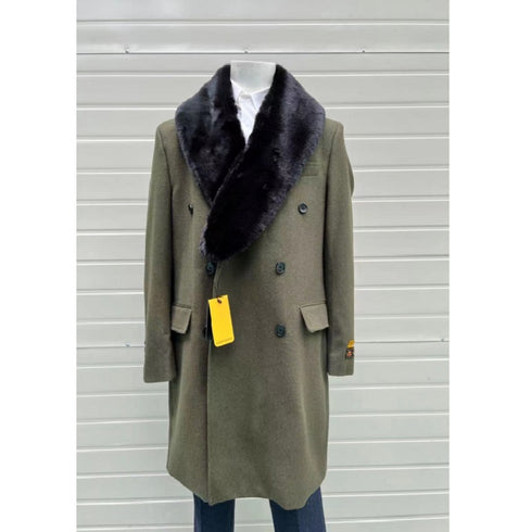 Men's Dress Coat Olive Green Overcoat