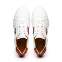 Zelli Olympias Calfskin and Crocodile Sneakers in White and Red