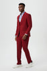 Men's Vested One Button Peak Lapel Stacy Adams Designer Suit in Cherry Red