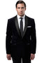 Mens Black Sport Coat - Men's One Button Velvet Shawl Collar Tuxedo Jacket In Black