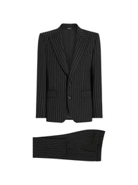 Men’s Black Pinstripe 2-Piece Tuxedo Suit – Two-Button Jacket and Matching Formal Pants