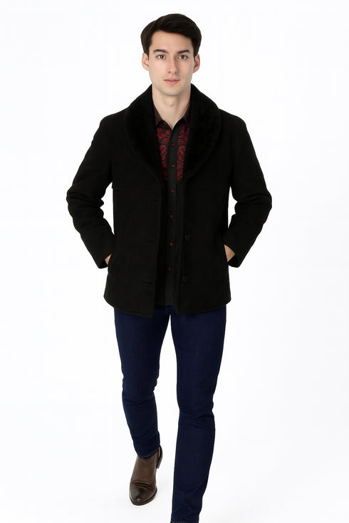 Original Long Sheepskin Black Western Jacket