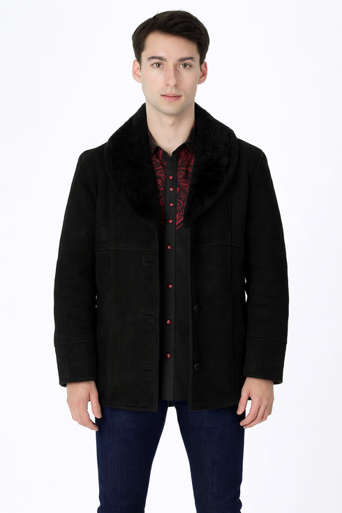 Original Long Sheepskin Black Western Jacket