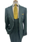 Mens Vitali 3 Piece Suit W/Scoop Vest Hunter Green 3-Piece Suit –, Big Peak Lapel  Vest and Pants  Modern Fit Two Buttons