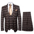 Men’s Brown Plaid Windowpane Three-Piece Suit Set – Classic Slim Fit Jacket, Double-Breasted Vest and Modern Fit Pants  By Rossiman