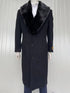 Men’s Black Long Overcoat with Faux Fur Collar, Full Length Winter Topcoat for Formal and Business Wear
