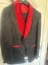 Men’s Black Paisley 2 Piece Suit with Red Shawl Lapel, Formal Wedding Prom Party Suit Set