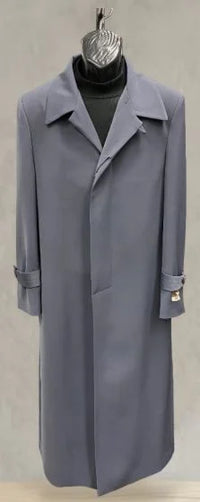 Men’s Full-Length Charcoal Grey Overcoat – Premium Microfiber Blend Long Dress Coat for Winter and Formal Wear in Gray Color