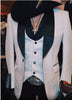 Men’s White Cowboy Blazer with Black Shawl Lapel – Western Formal Jacket for Wedding and Special Events