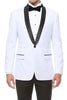 Men’s White Cowboy Blazer with Black Satin Lapel – Western Formal Tuxedo Style Jacket