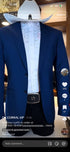 Men’s Dark Royal Blue Western Blazer – Cowboy Sport Coat Jacket with Two-Button Front Saphire Indigo Cobalt Blue