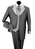 Men’s Grey Pinstripe 1920s Gangster 3 Piece Suit, Contrast Lapel Vintage Formal Suit for Parties, Prom, Weddings, and Theme Events