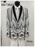 Men’s White and Black Patterned Tuxedo Blazer – Luxury Designer Dinner Jacket for Wedding, Prom and Formal Events New Year Christmas Holiday