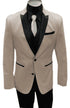 Men's Light Tan and Black Lapel Western Tuxedo Suit Set Wedding Party Cowboy Dress Tuxedo Black Pants