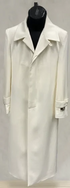 Mens Off-White Long Trench Coat – Overcoat with Classic Clean Design Duster Maxi Coat in Ivory Color