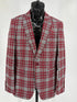 Men's Red Tartan Plaid Blazer Checkered Sport Coat Holiday New Year Gray Windowpane