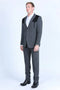 Men’s Dark Charcoal Western Blazer with Black Suede Yokes, Cowboy Sport Coat for Ranch Wedding and Country Events By Platini