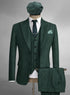 Men’s Hunter Green Pinstripe 3-Piece Suit – Vintage Wedding, Prom and Formal Suit with Matching Vest