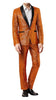 Mens Orange Sequin Tuxedo Suit – Shiny Wedding Suit Set with Black Lapel for Prom, Party, Gala and Formal Evening Wear - Goldish Orange