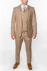 Men’s Khaki Tan Plaid Western Cowboy 3-Piece Suit – Texture Plaid windowpane Blazer, Vest & Pants