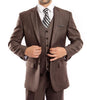 Men’s Brown Sharkskin 3 Piece Suit – Textured Two Button Vested Business Formal Suit for Wedding, Party Wear Vested