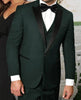 Men’s Hunter Green Tuxedo Suit 3 Piece – One Button Peak Lapel Designer Formal Suit for Wedding,  Light Weight Wool By Statement Dark Green