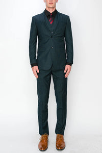 Men’s Teal Green 3 Piece Suit – Modern Two Button Suit with Matching Vest & Pants