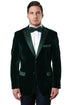 Men’s Dark Green Velvet Tuxedo Dinner Jacket – Slim Fit Formal Blazer with Satin Peak Lapel Lape