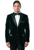 Men’s Dark Green Velvet Tuxedo Dinner Jacket – Slim Fit Formal Blazer with Satin Peak Lapel Lape