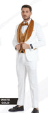 Men's White & Gold Tuxedo – Velvet Shawl Lapel 3 Piece Wedding & Prom Suit