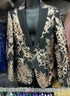 Mens Black and Rose Gold Floral Embroidered Blazer Suit Black Pants – Luxury Tuxedo Jacket for Weddings, Proms and Parties