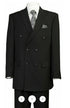 Men’s Black Pinstripe Double Breasted Suit – Peak Lapel Classic Fit Formal Business Conservative settle stripe