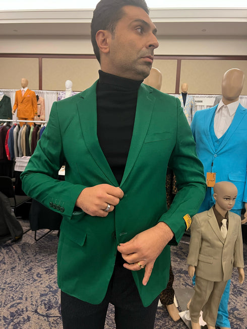 Mens Green Blazer – Stylish Casual and Formal Sport Coat for Parties, Weddings and Events in Emerald Green