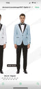 Men’s Baby Blue Tuxedo Blazer with Black Lapel – Formal Dinner Jacket for Wedding, Prom and Evening Events  in Sky Light Blue Color