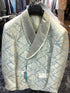 Men’s Champaign Silver and Cream Embroidered Luxury Blazer – Floral Pattern Wedding & Party Dinner Jacket in Light Tan Color