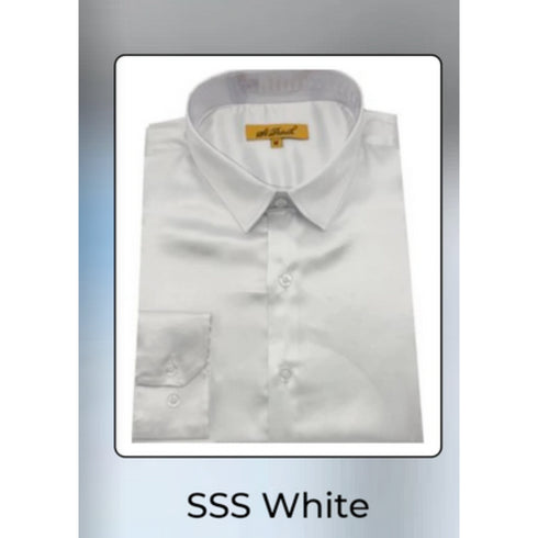 Men’s White Satin Dress Shirt – Classic Long Sleeve Formal Shirt for Weddings, Parties, and Business Wear