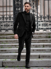 Men’s Black Velvet Tuxedo Suit – Peak Lapel Wedding, Prom and Formal Evening Velvet Pants