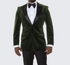 Men’s Olive Green Velvet Tuxedo Dinner Jacket – Black Satin Peak Lapel Formal Prom Wedding Blazer