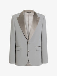 Men’s Silver Dinner Jacket – Satin Peak Lapel Tuxedo Blazer for Weddings, Prom & Formal Events in color silver grey