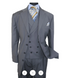 Men’s Grey 4-Button Zoot Suit – Four Buttons 3-Piece Fashion Suit with Double-Breasted Vest and Pleated Pants
