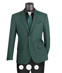 Men’s Hunter Green Blazer – Classic Two Button Sport Coat for Wedding & Formal Wear