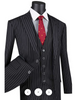 Men’s Black Skeleton Bone Pinstripe 3 Piece Suit – Gangster Style Striped Suit with Vest
